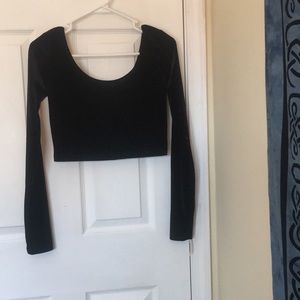 Velvet long sleeve crop top